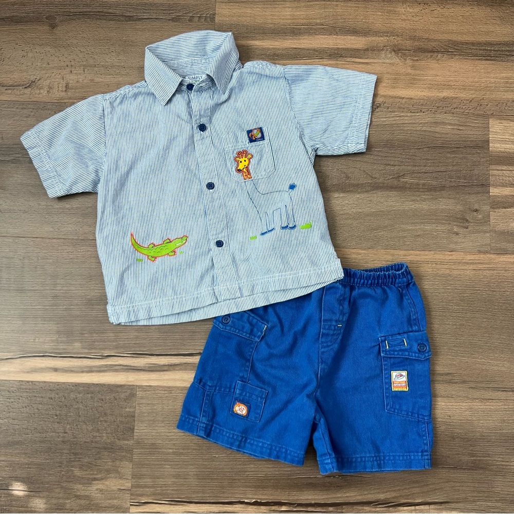 Y2K Simply Basic Toddler Boys' 2-Piece Shorts Jungle Safari Outfit Size 5T